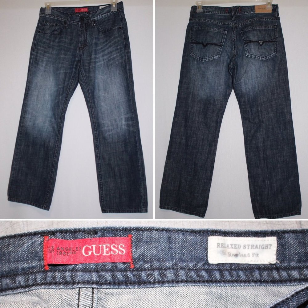 Guess Relaxed Straight Blue Jeans Dark Wash Denim
